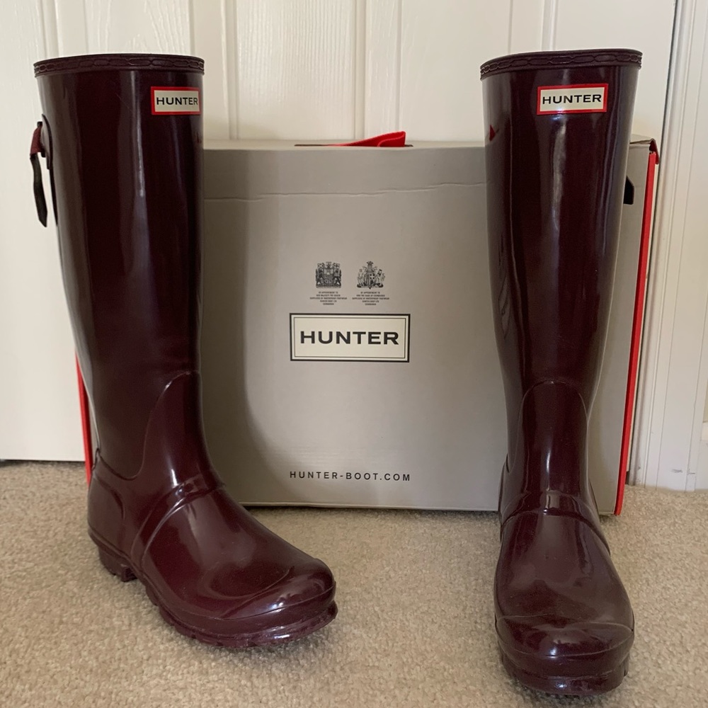 Burgundy Gloss Hunter Rain Boots